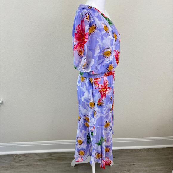 Julia Jordan Women's One Shoulder Asymmetric  Floral Midi Dress Lilac Size 10 - Picture 8 of 14